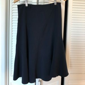 Navy fit and flare midi skirt